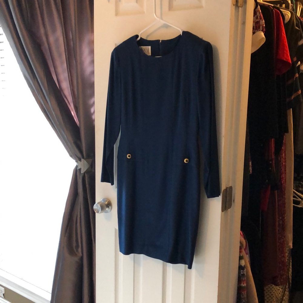 Navy Blue Knee Length Dress